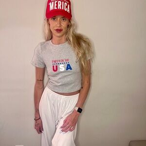 Gray Graphic Women's Top, USA, 4th of july, Independence Day, America fitted